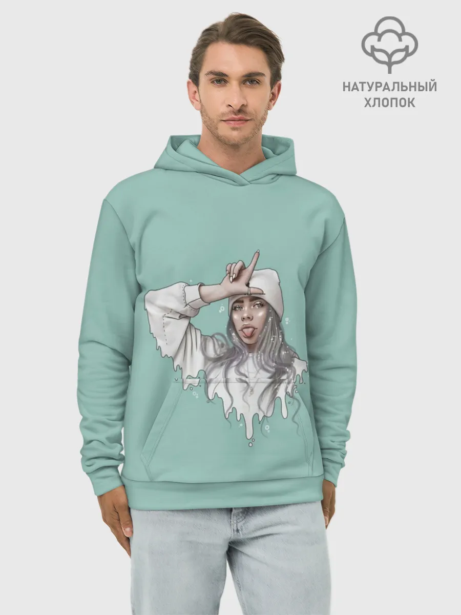 Худи мужской база хлопок / Billie Eilish Mint Art