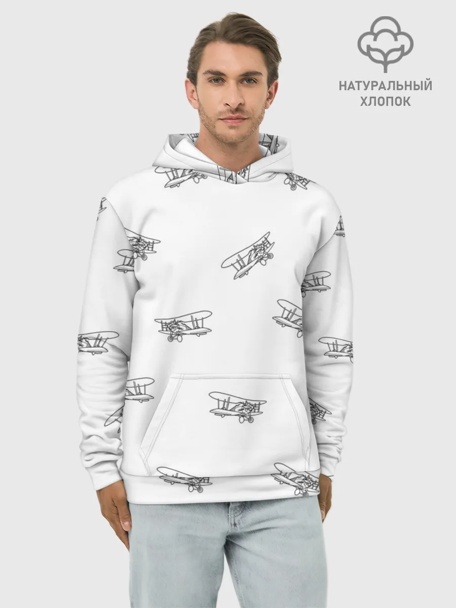 Худи мужской база хлопок / Самолеты к бою!