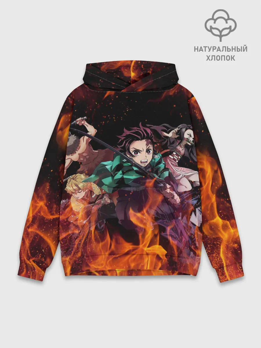 Худи мужской база хлопок / Kimetsu no Yaiba в огне
