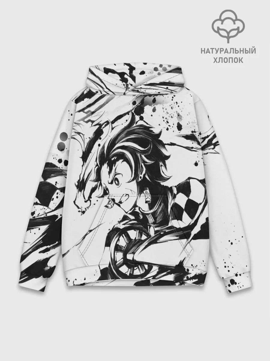 Худи мужской база хлопок / KIMETSU NO YAIBA TANJIRO KAMADO