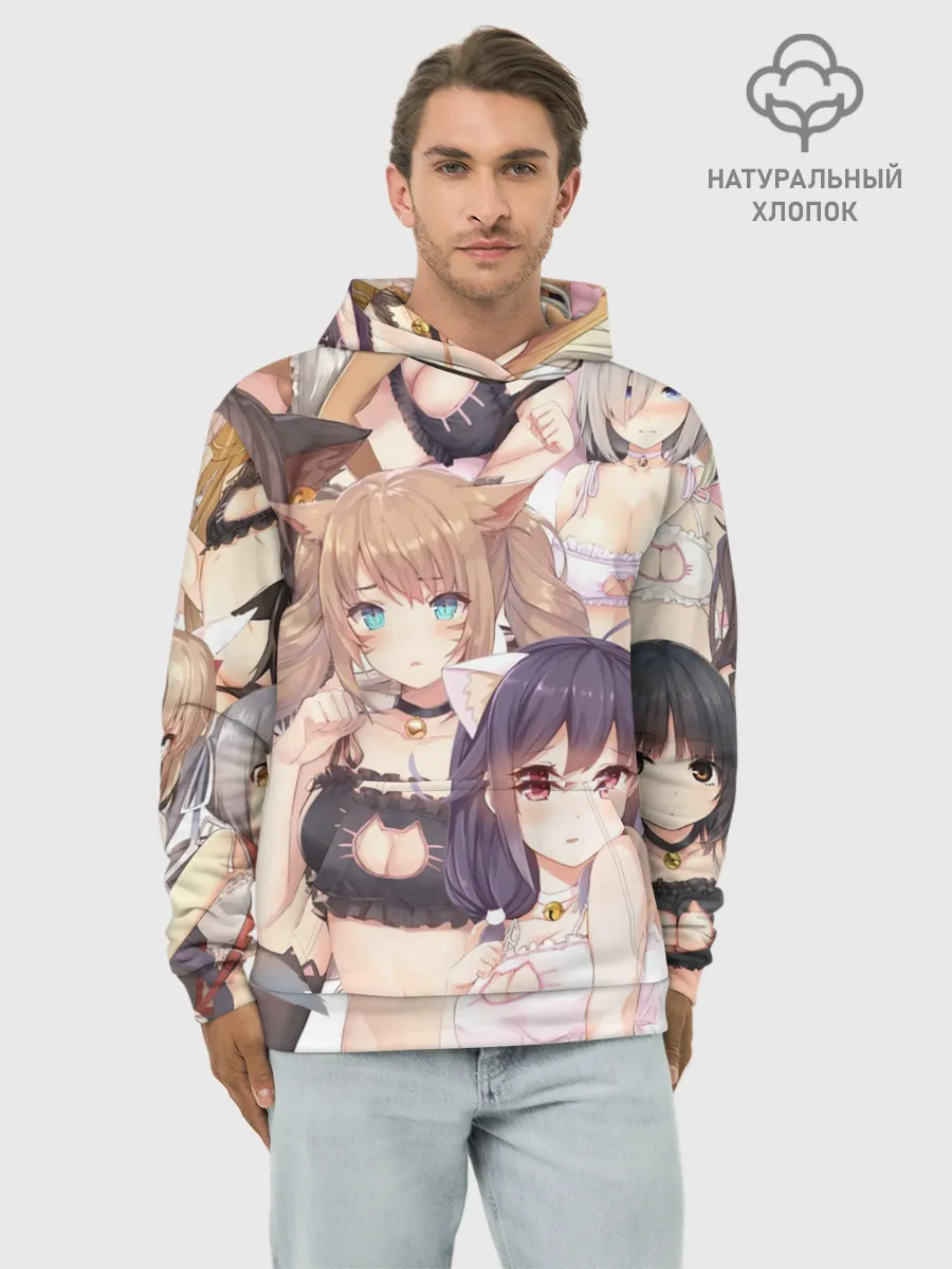 Худи мужской база хлопок / Эччи гарем