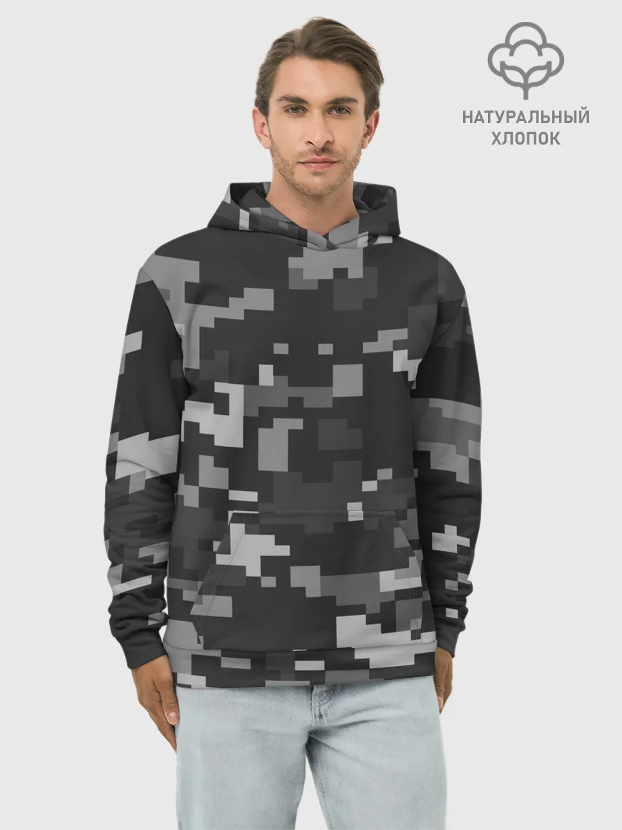 Худи мужской база хлопок / Пиксельный камуфляж
