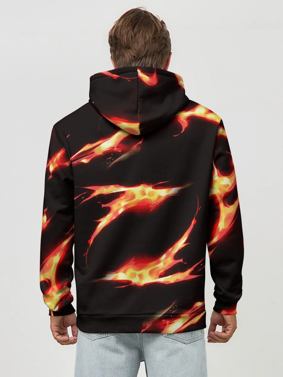 Худи мужской база хлопок / Kimetsu no Yaiba пламенный узор