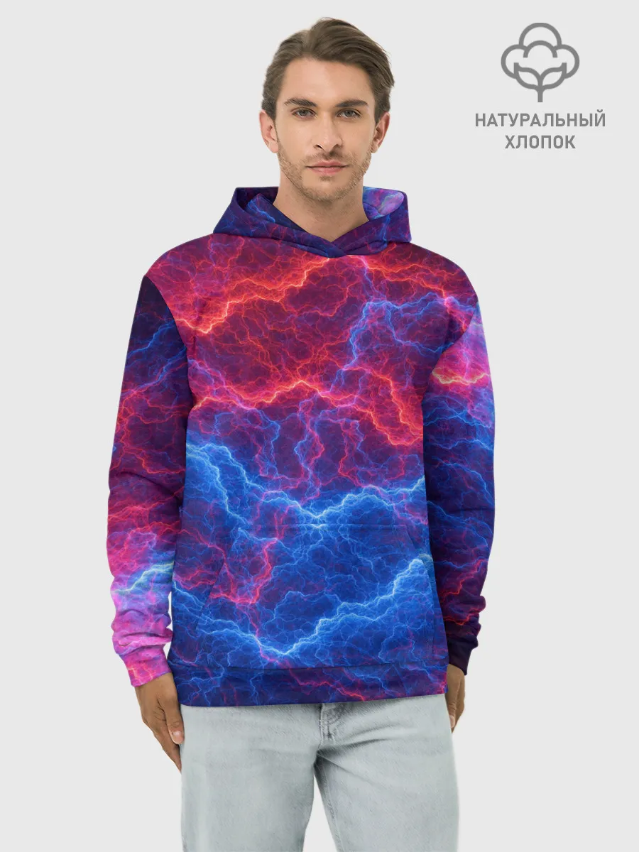 Худи мужской база хлопок / Молнии: Огонь и лед