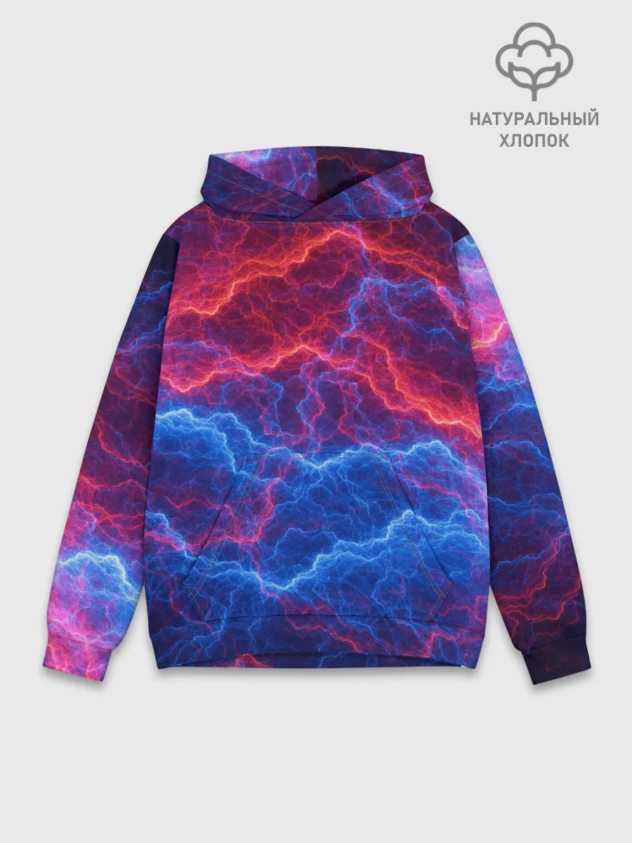 Худи мужской база хлопок / Молнии: Огонь и лед