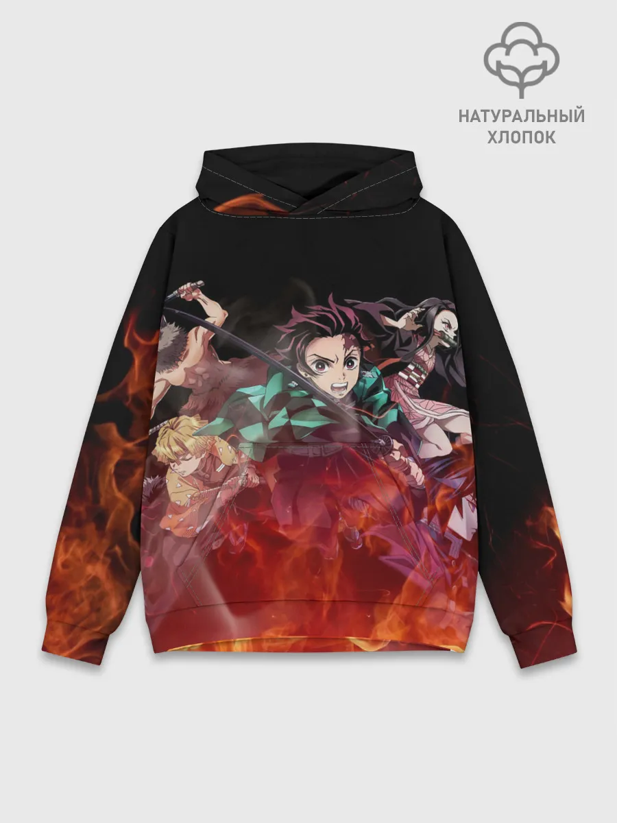 Худи мужской база хлопок / Kimetsu no Yaiba в пламени