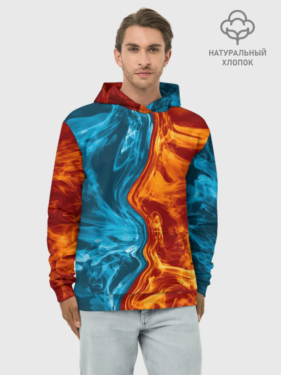 Худи мужской база хлопок / Огонь и вода