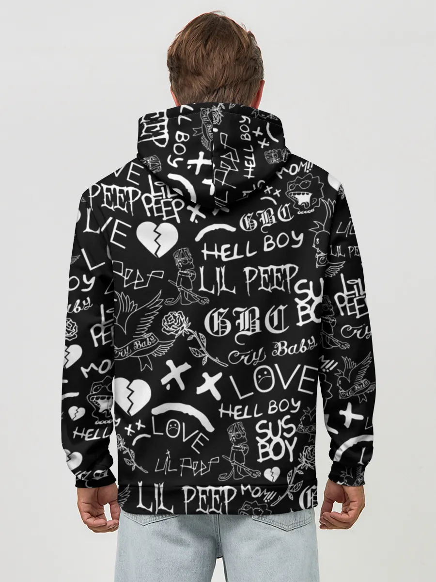Худи мужской база хлопок / LIL PEEP LOGOBOMBING | ЛИЛ ПИП