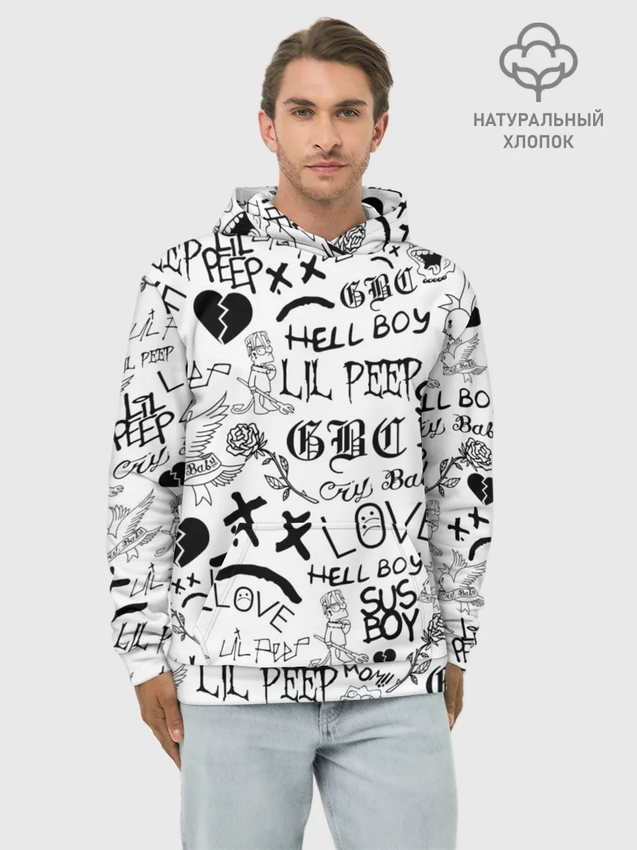 Худи мужской база хлопок / LIL PEEP | ЛИЛ ПИП LOGOBOMBING