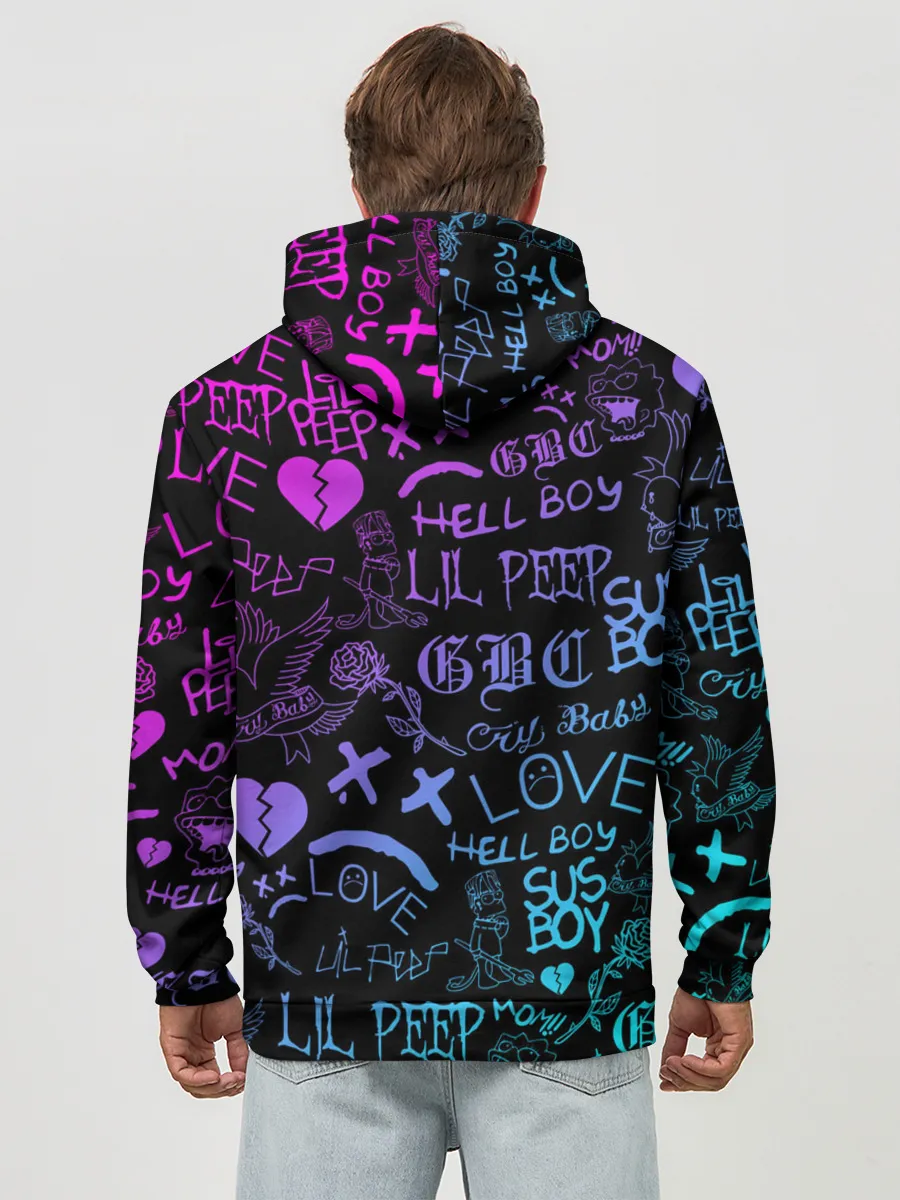 Худи мужской база хлопок / LIL PEEP NEON | ЛИЛ ПИП НЕОН