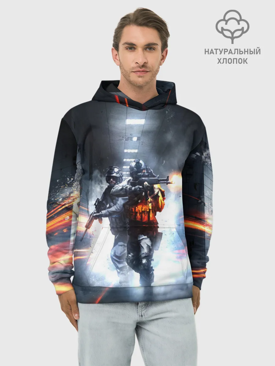 Худи мужской база хлопок / Battlefield