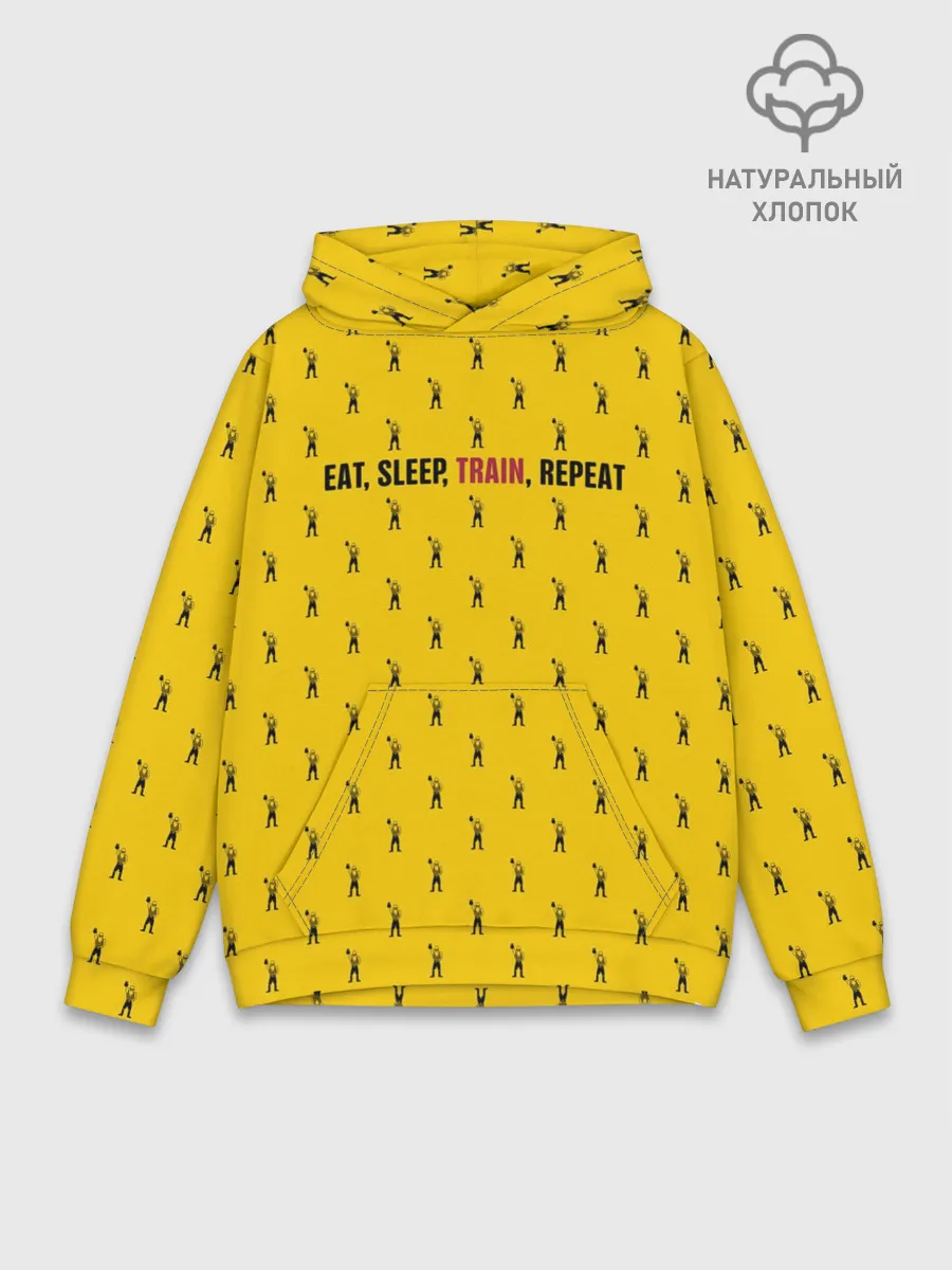Худи мужской база хлопок / Eat, sleep, train, repeat