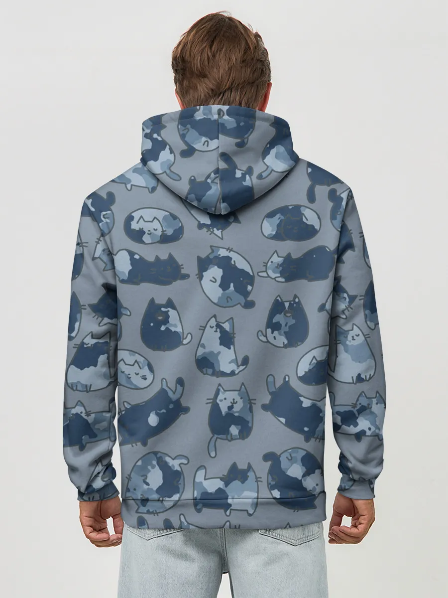 Худи мужской база хлопок / Камуфляж с котиками