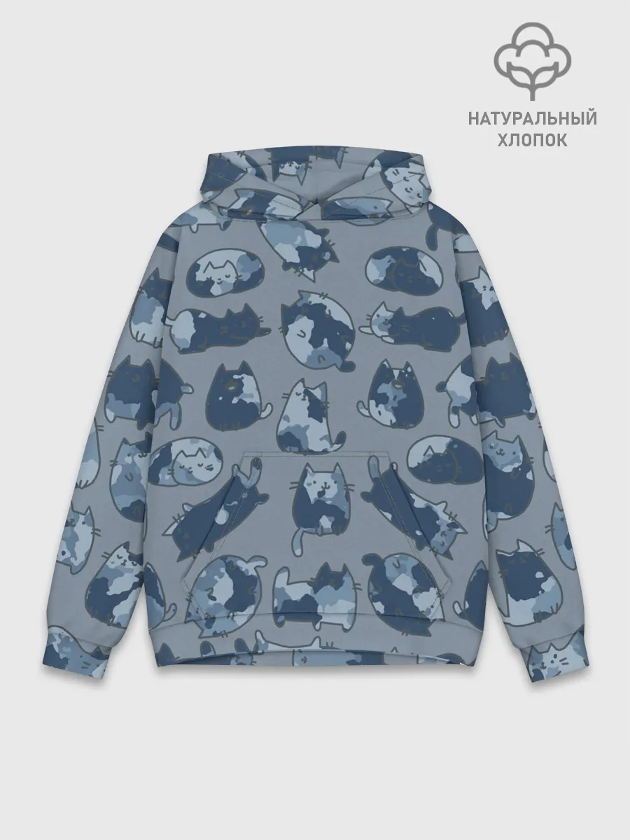 Худи мужской база хлопок / Камуфляж с котиками