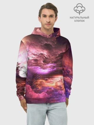 Худи мужской база хлопок / закат абстракция