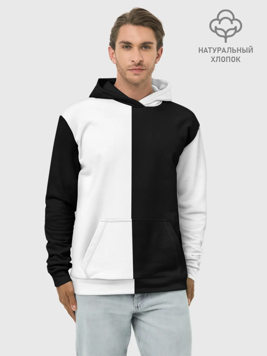 Худи мужской база хлопок / ПРОСТО ЧЁРНО-БЕЛЫЙ | Black and White