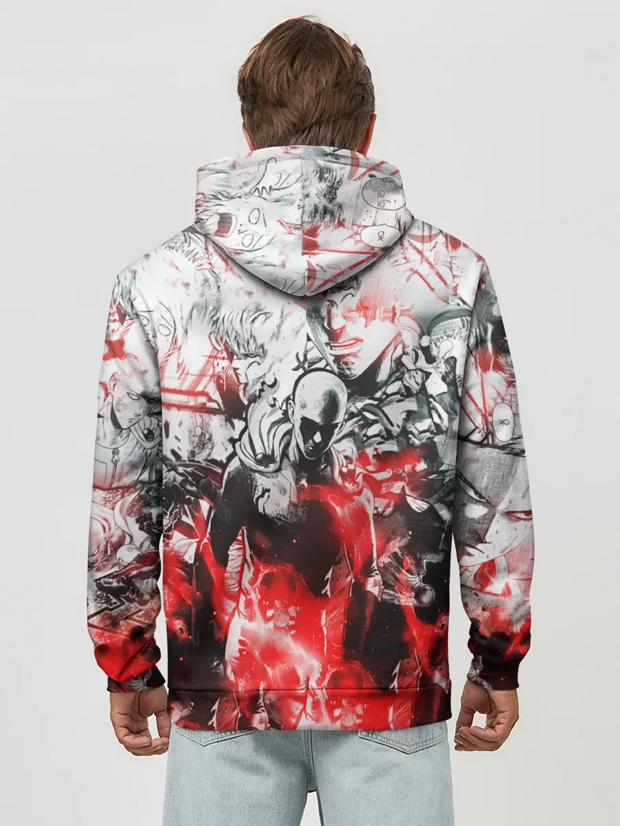 Худи мужской база хлопок / One-Punch Man Collage