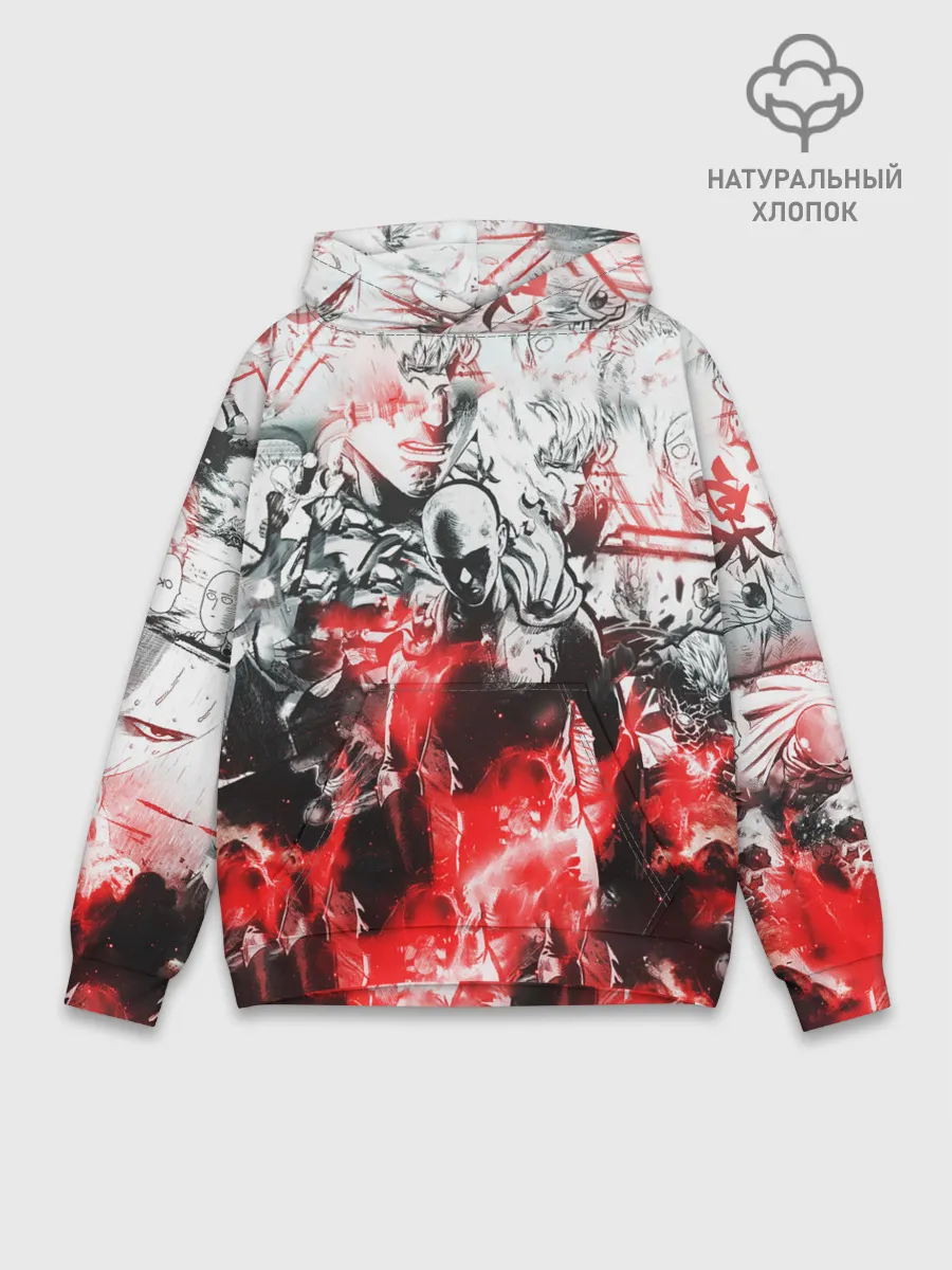 Худи мужской база хлопок / One-Punch Man Collage
