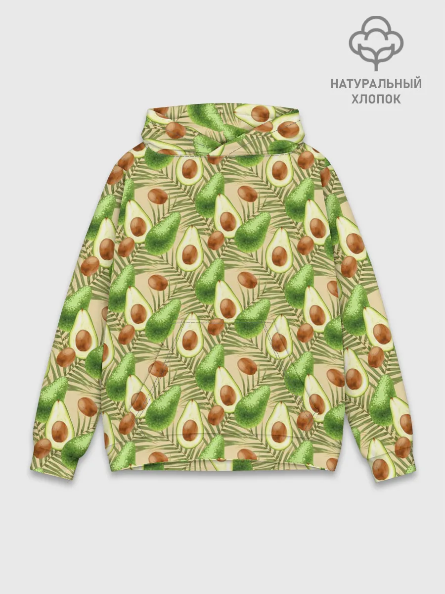 Худи мужской база хлопок / Веган Авокадо узор