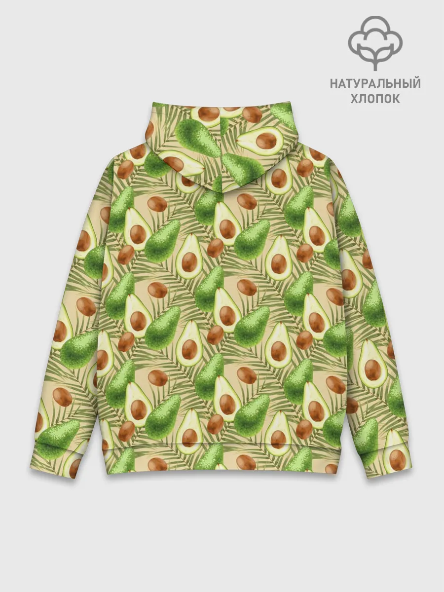 Худи мужской база хлопок / Веган Авокадо узор