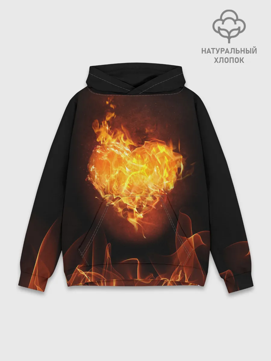 Худи мужской база хлопок / Горячее сердце