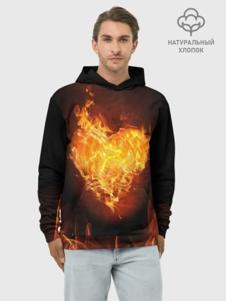 Худи мужской база хлопок / Горячее сердце