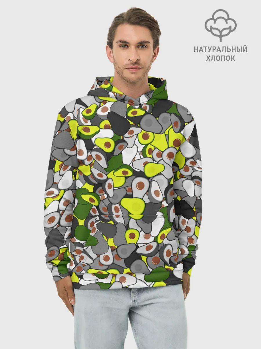 Худи мужской база хлопок / Камуфляж с авокадо