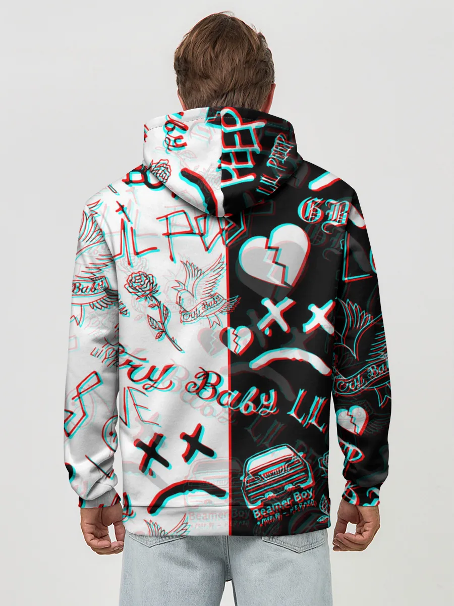 Худи мужской база хлопок / LIL PEEP GLITCH | ЛИЛ ПИП ГЛИТЧ