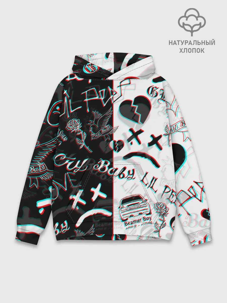 Худи мужской база хлопок / LIL PEEP GLITCH | ЛИЛ ПИП ГЛИТЧ