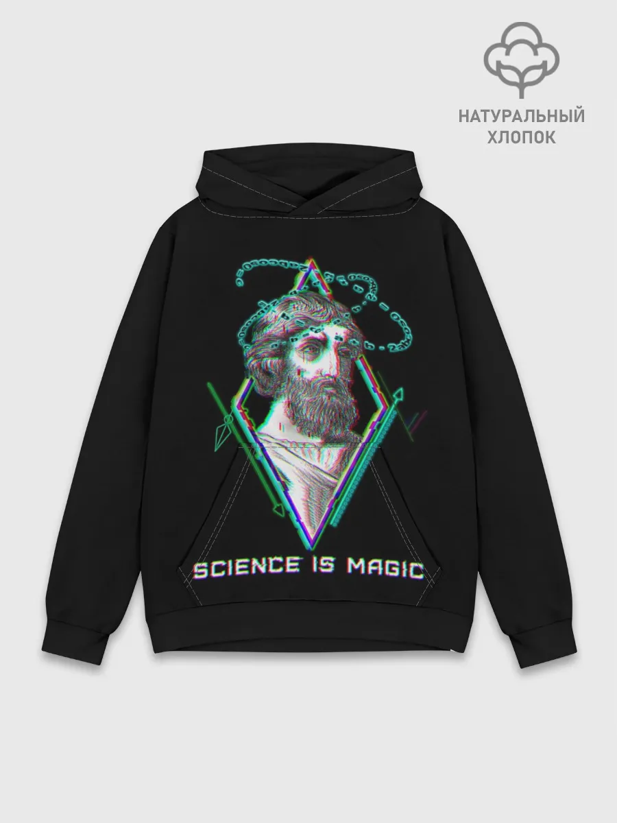 Худи мужской база хлопок / Magic is science - Пифагор