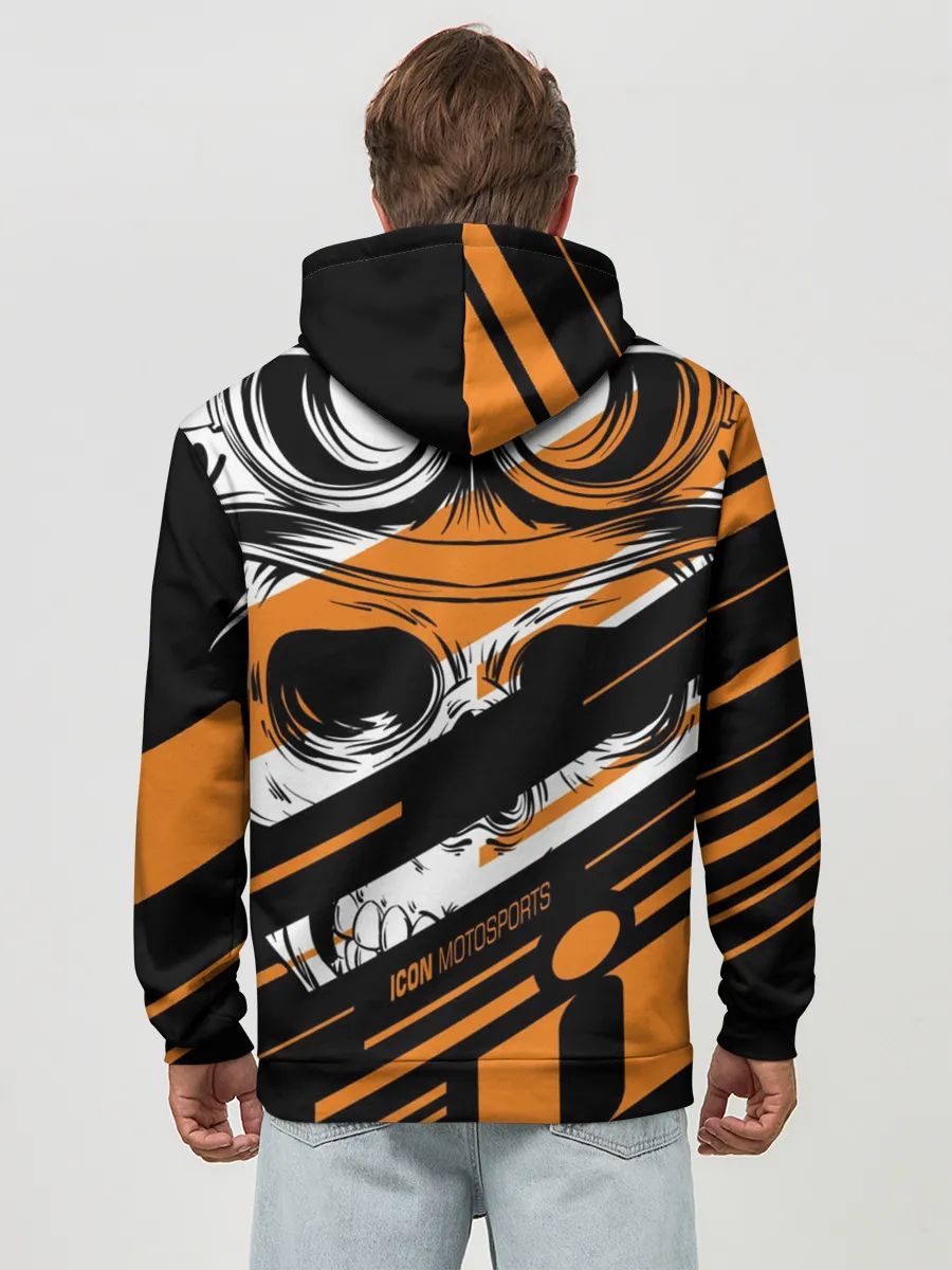 Худи мужской база хлопок / Череп Icon оранжевый