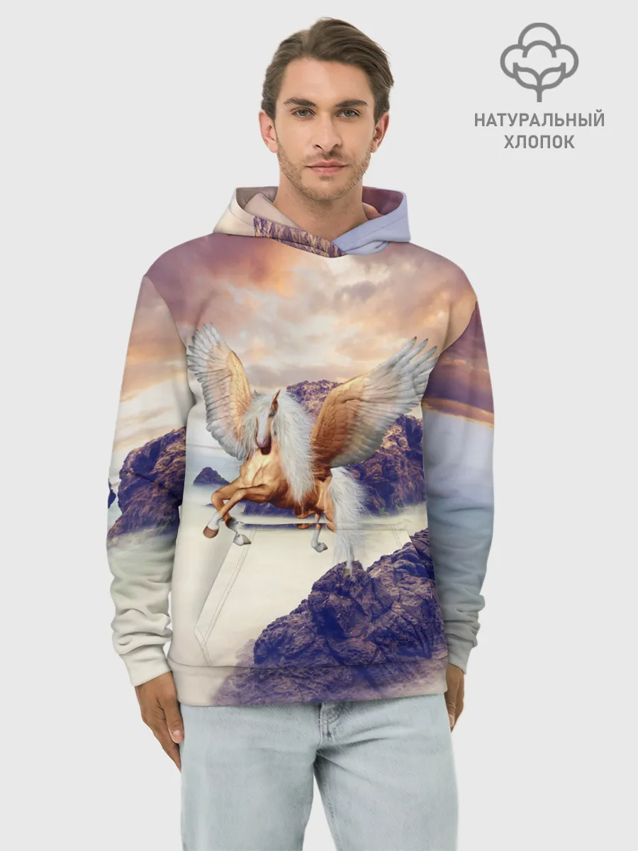 Худи мужской база хлопок / Sea Sunset Horse