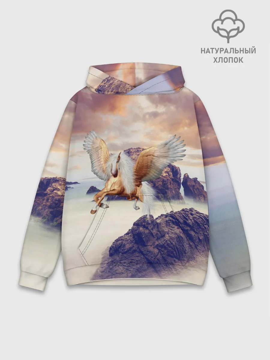 Худи мужской база хлопок / Sea Sunset Horse