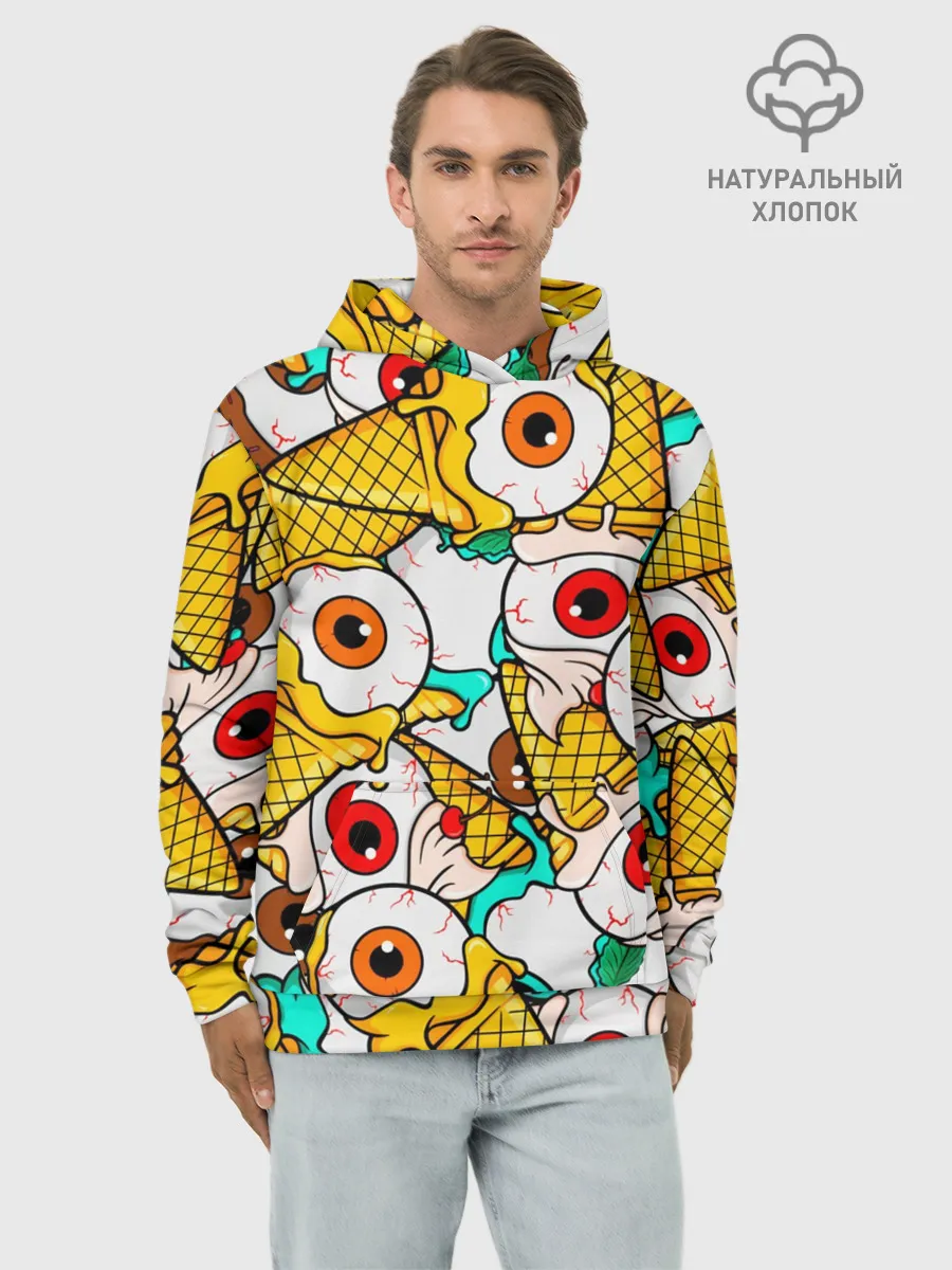 Худи мужской база хлопок / Морожки с глазами