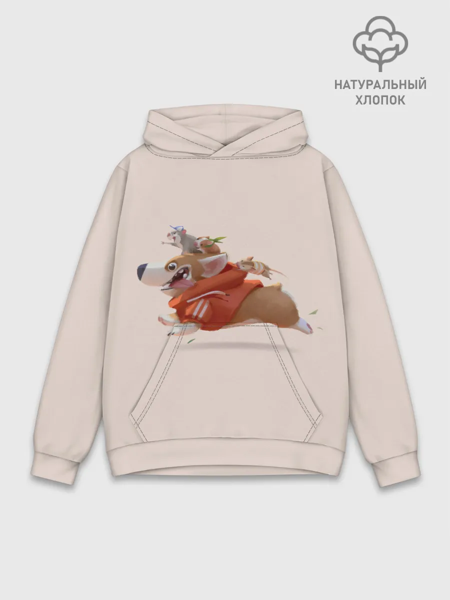 Худи мужской база хлопок / КОРГИ И МЫШАТА