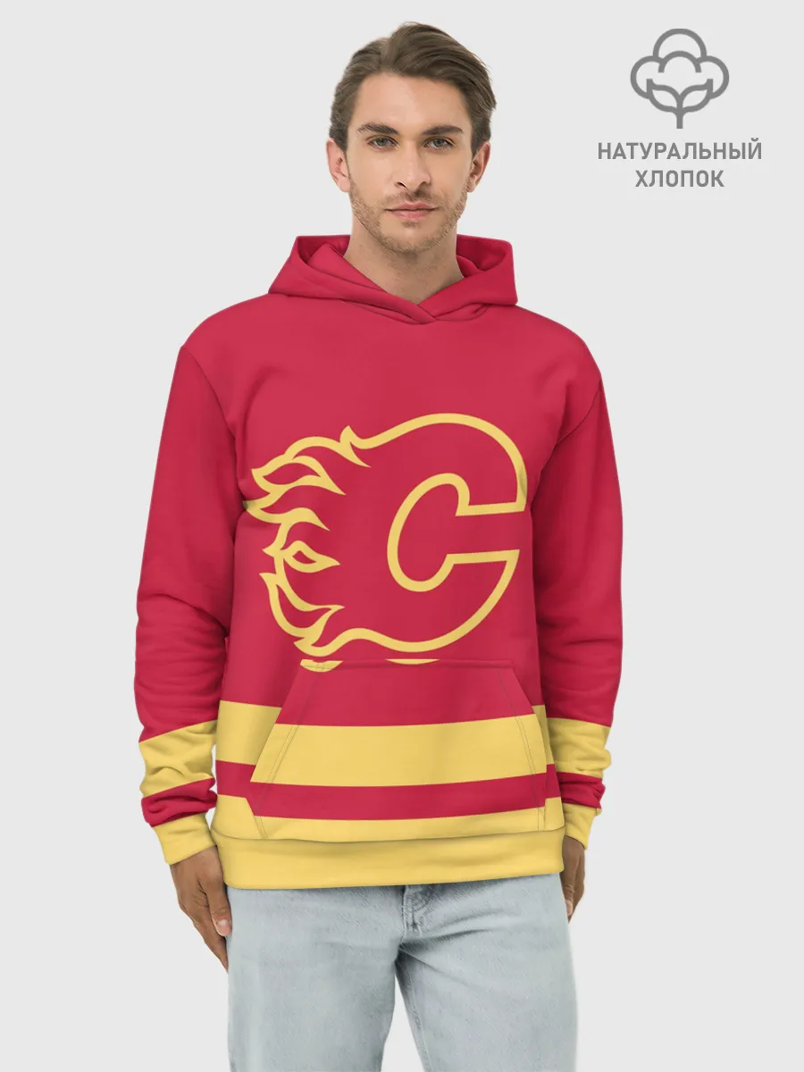 Худи мужской база хлопок / Калгари Флэймз