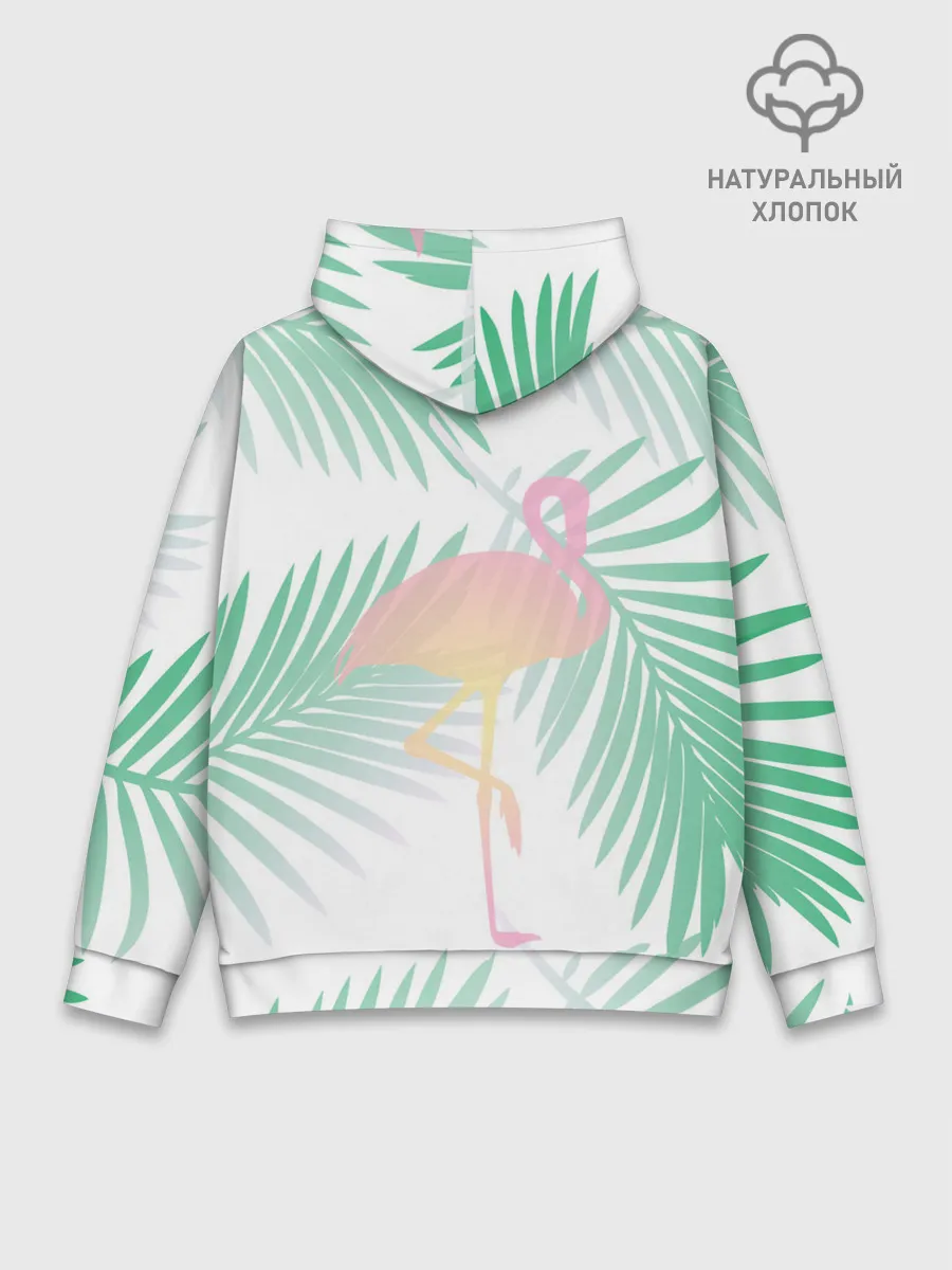 Худи мужской база хлопок / Фламинго в джунглях