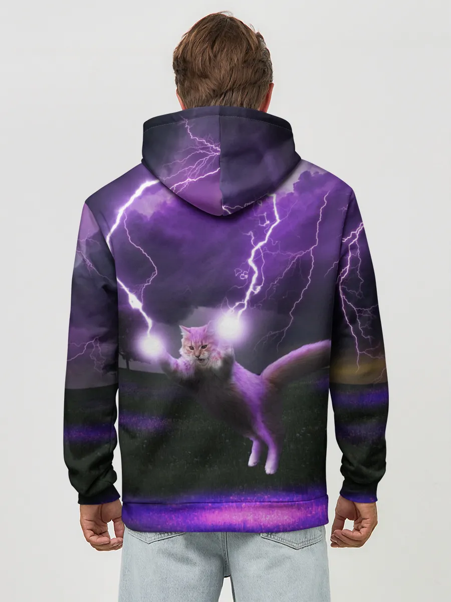 Худи мужской база хлопок / Кот и Молнии