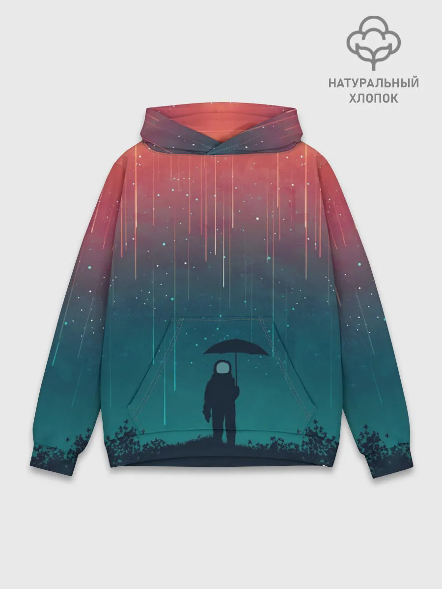 Худи мужской база хлопок / Космический Дождь