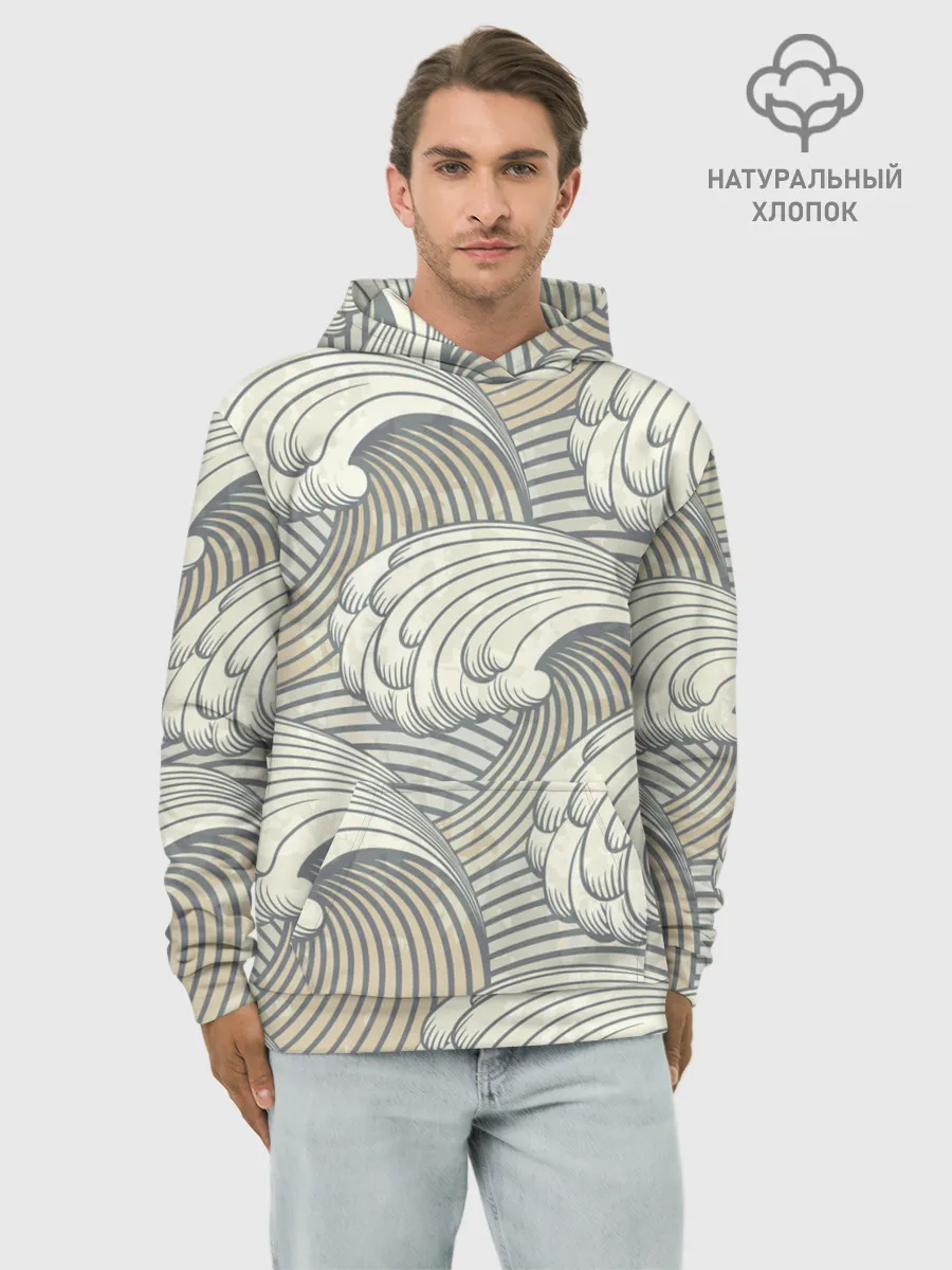 Худи мужской база хлопок / Арт волны