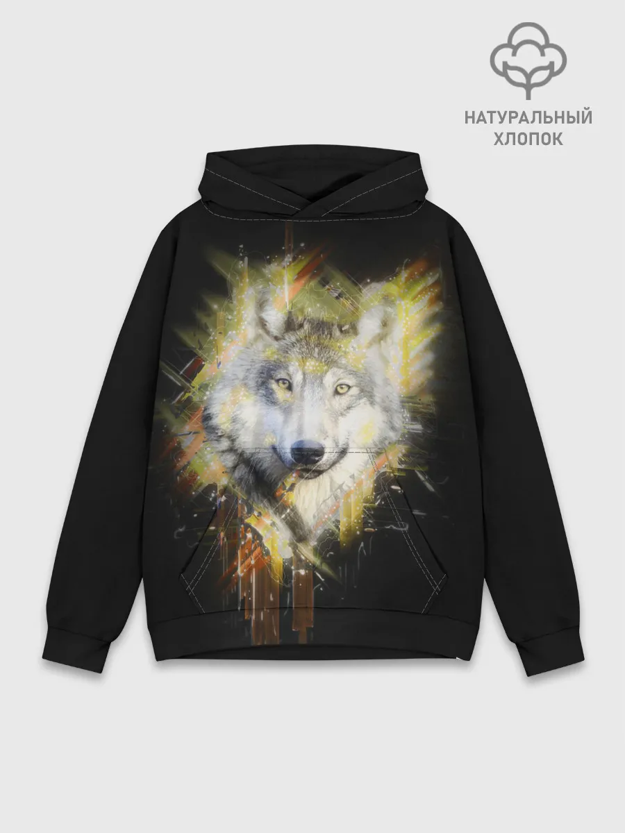 Худи мужской база хлопок / Волчий тотем