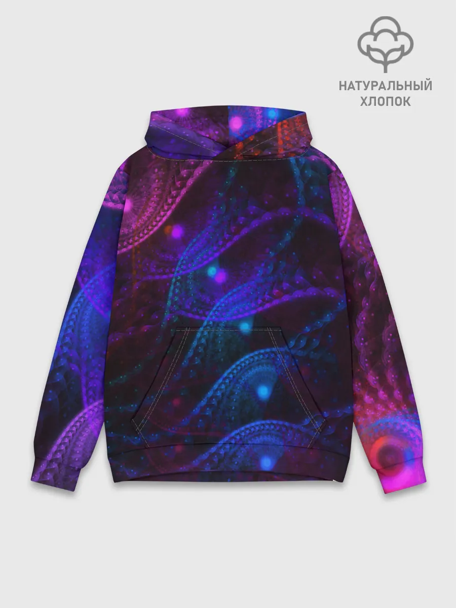 Худи мужской база хлопок / NEON FRACTAL