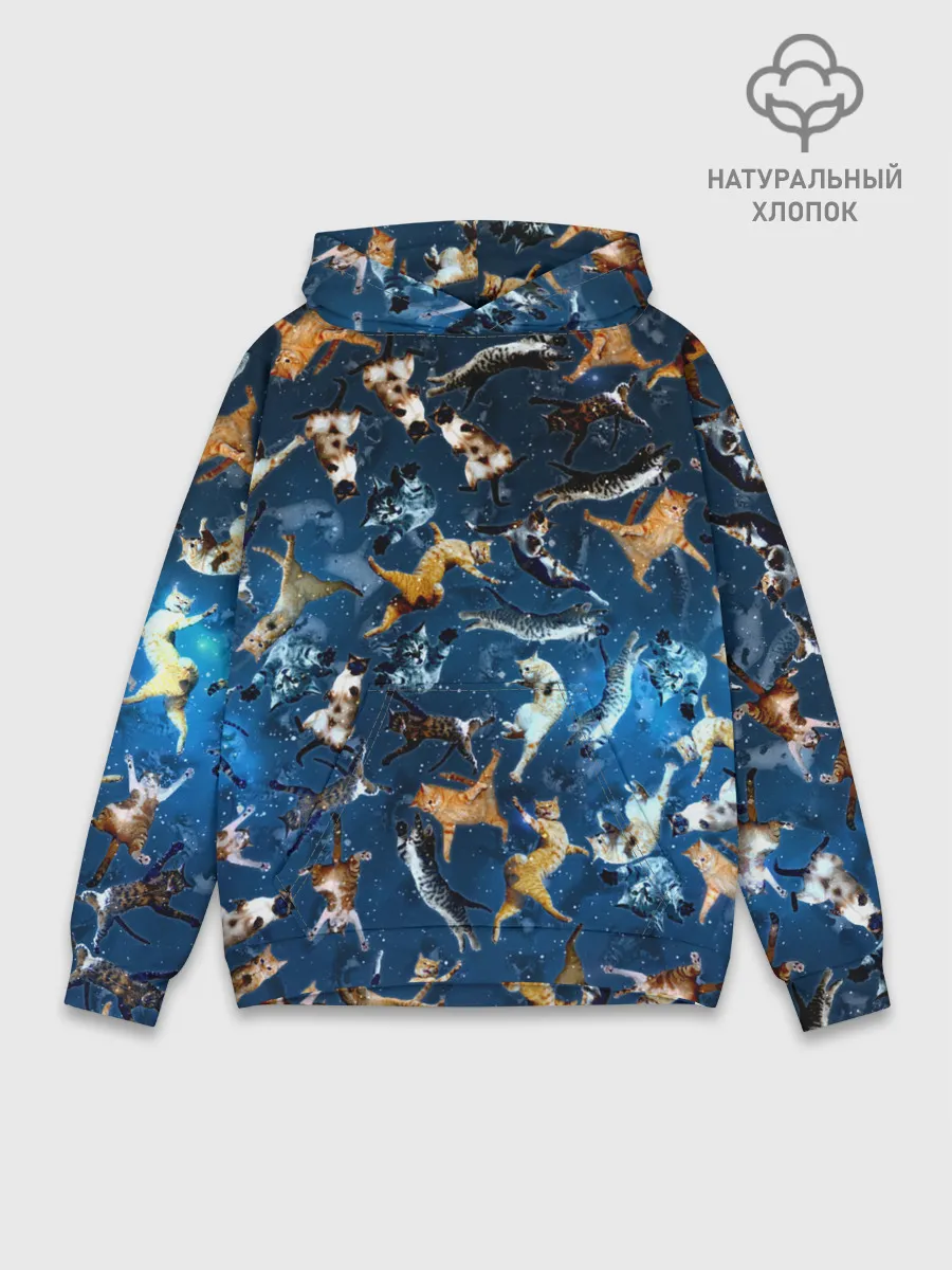 Худи мужской база хлопок / Космические коты