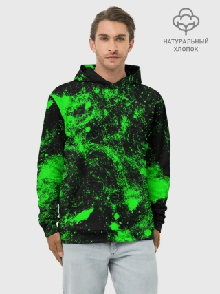 Худи мужской база хлопок / Зелёная краска