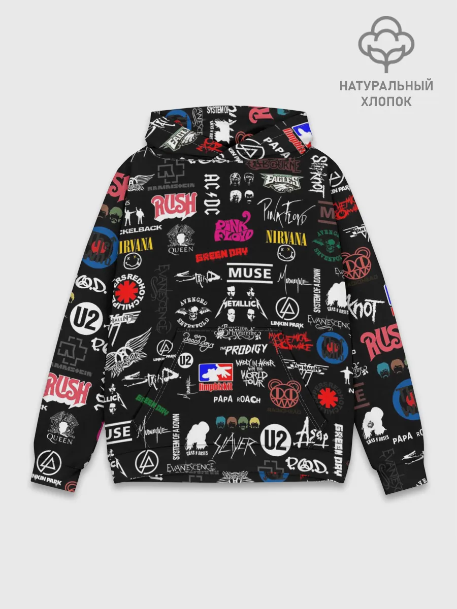 Худи мужской база хлопок / ЛОГОТИПЫ РОК ГРУПП | PATTERN