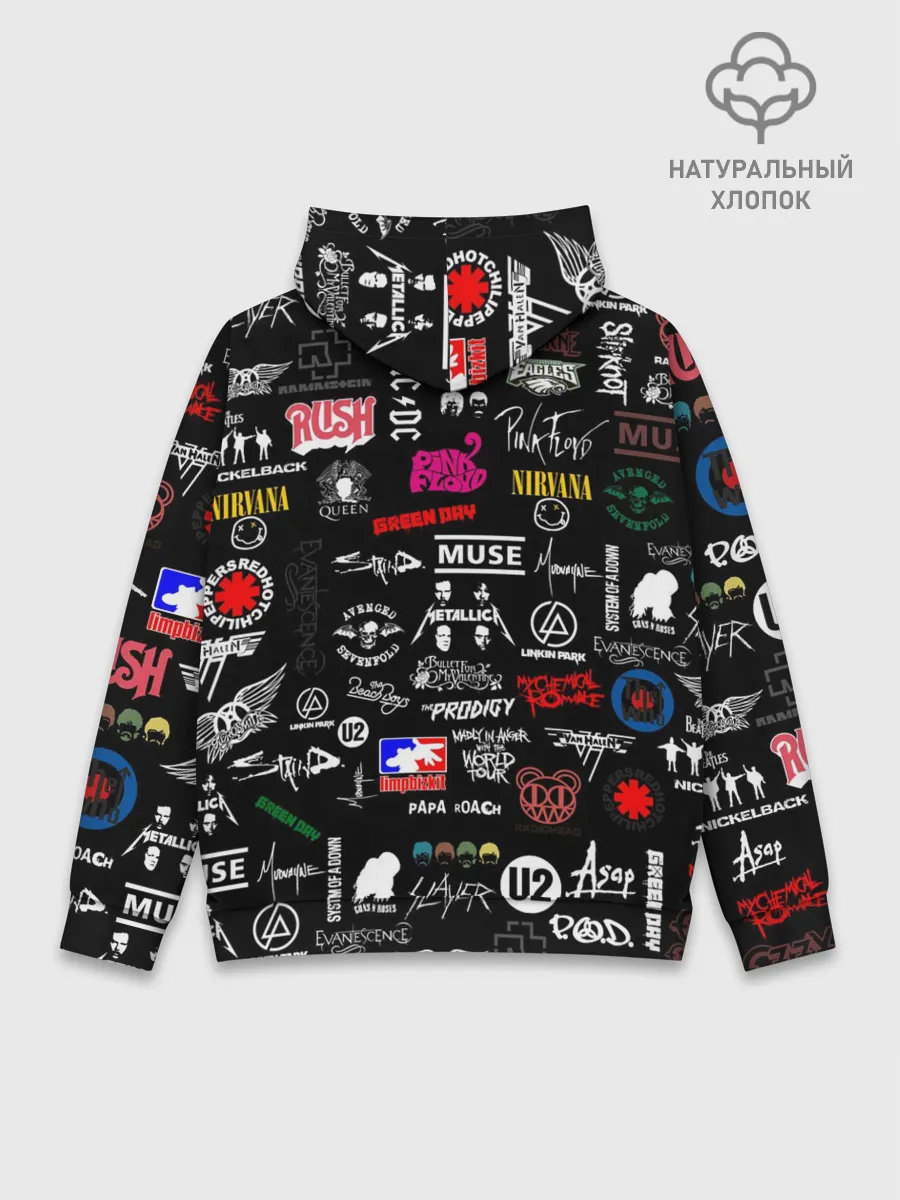 Худи мужской база хлопок / ЛОГОТИПЫ РОК ГРУПП | PATTERN