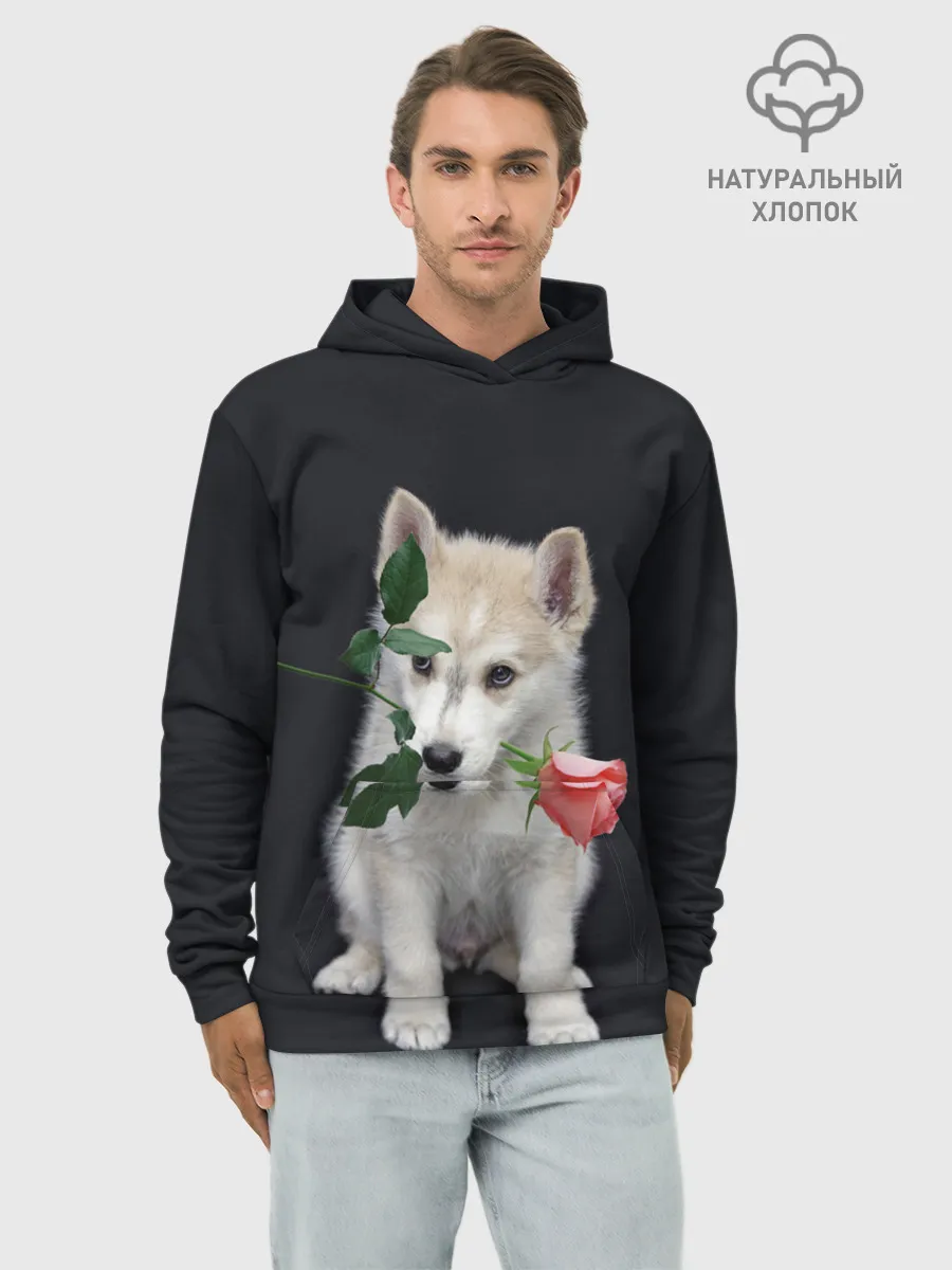 Худи мужской база хлопок / Щенок в подарок