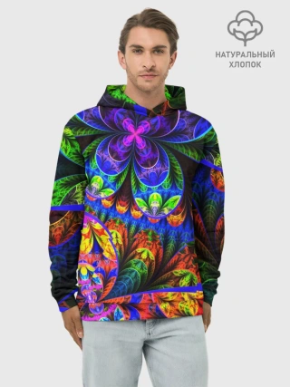 Худи мужской база хлопок / ФРАКТАЛЬНЫЙ НЕОН