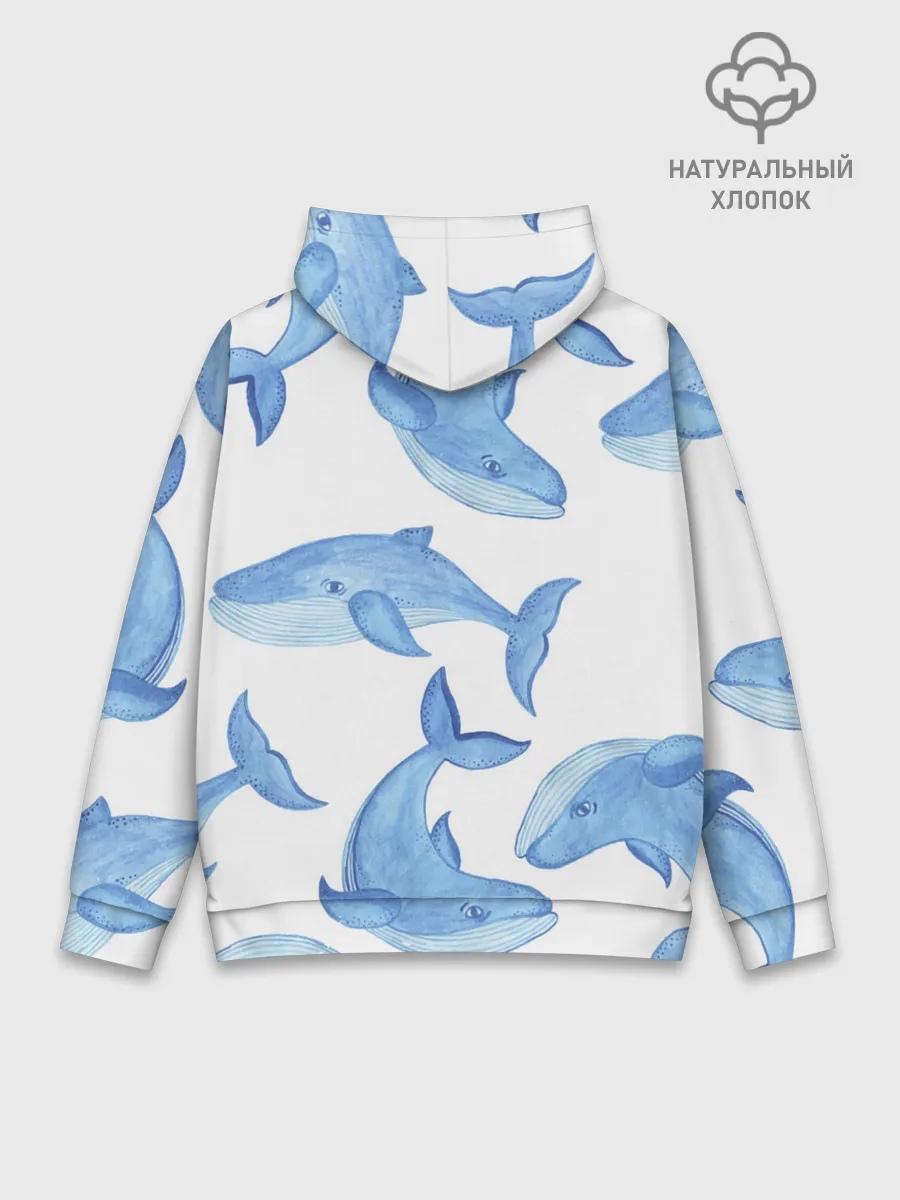 Худи мужской база хлопок / Косяк китов