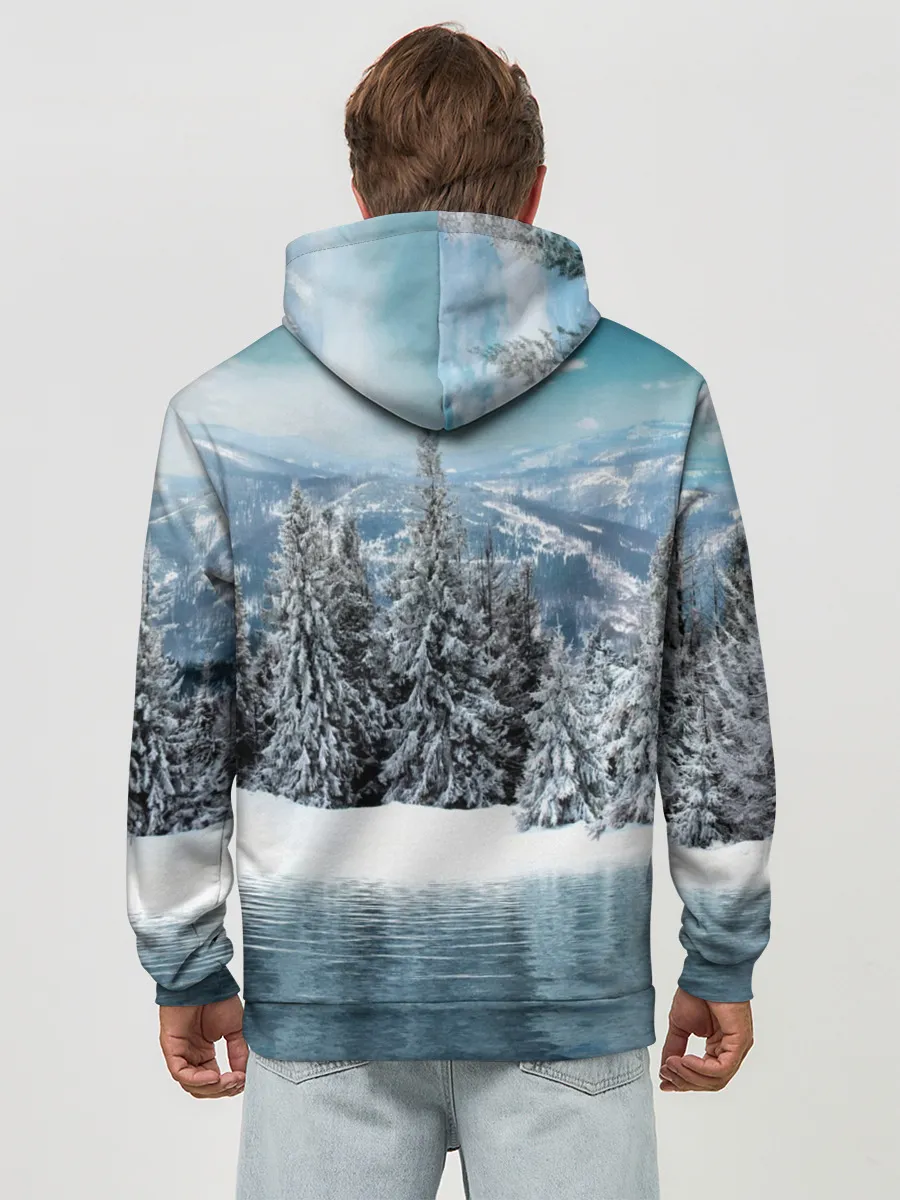 Худи мужской база хлопок / Зимний лес